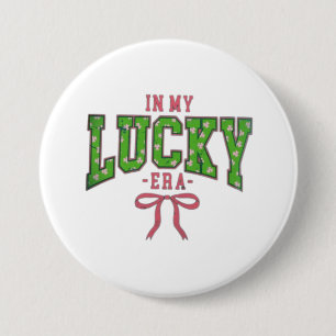 In My Lucky Era – Clover Bow Design 3 Inch Round Button