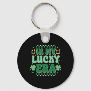 In My Lucky Era Groovy St Patricks Day Shamrock Lu Keychain