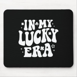 In My Lucky Era Groovy St Patricks Day Shamrock Lu Mouse Pad