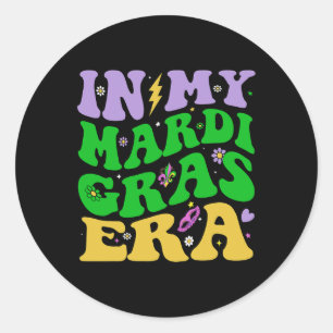 In My Mardi Gras Era Festival Retro Carnival Holid Classic Round Sticker