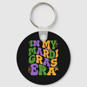 In My Mardi Gras Era Retro Groovy Fleur De Lis Fat Keychain