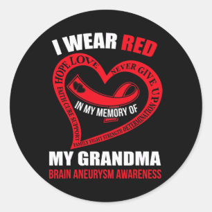 In my memory of my grandma BRAIN ANEURYSM AWARENES Classic Round Sticker
