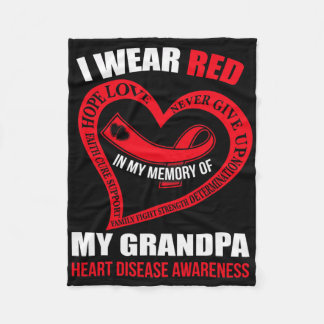 In My Memory Of My Grandpa Heart Disease Awareness Fleece Blanket