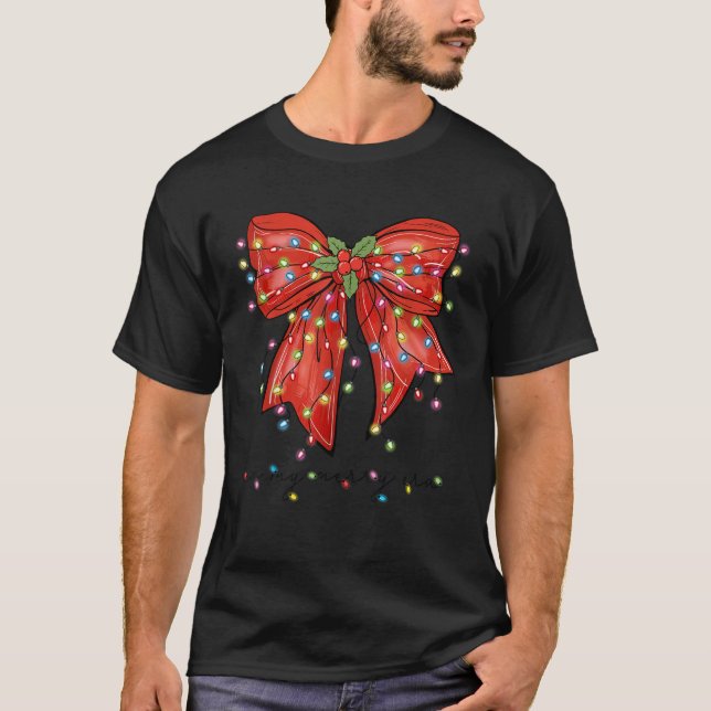 In My Merry Era Coquette Bow Mistletoe Christmas L T-Shirt (Front)