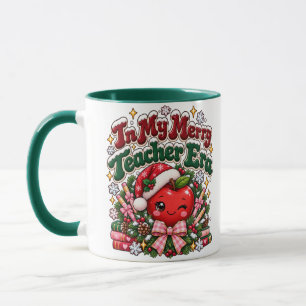 In My Merry Teacher Era Christmas Apple Custom Mug