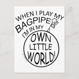 In My Own Little World Bagpipe Postcard