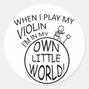 In My Own Little World Violin Classic Round Sticker