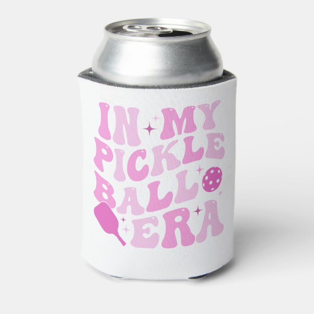 In My Pickleball Era | Pink Groovy Lettering Can Cooler (Can Back)