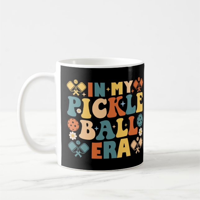 In My Pickleball Era Retro Groovy Coffee Mug (Left)