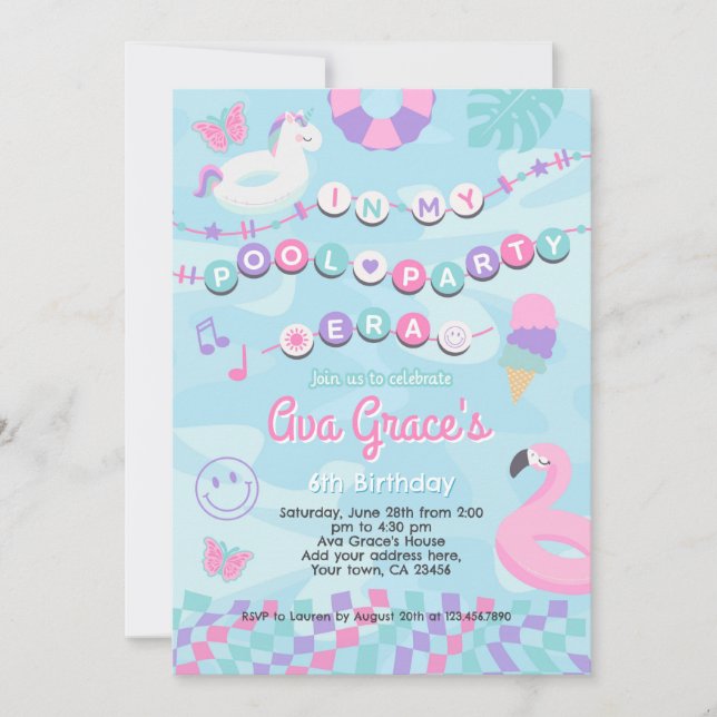 In my Pool Party Era Birthday Party Invitation (Front)