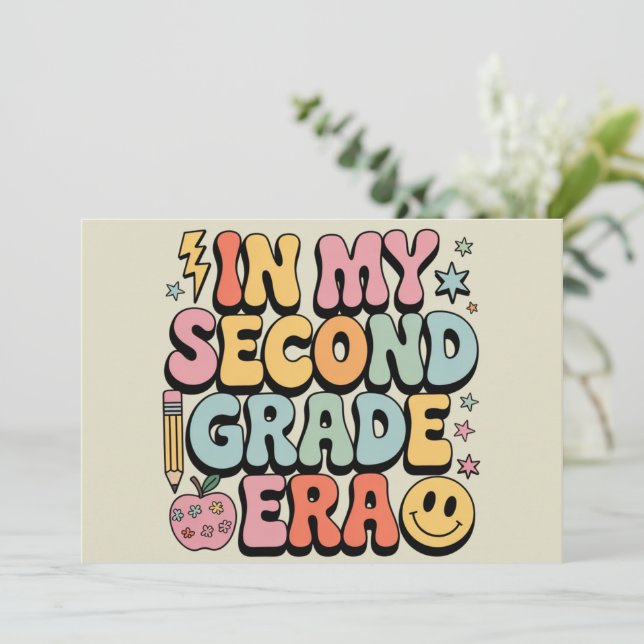 In My Second Grade Era 2nd Grade Teacher Back  Invitation (Standing Front)