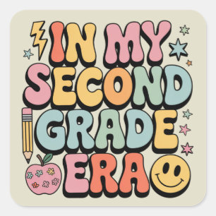 In My Second Grade Era 2nd Grade Teacher Back  Square Sticker