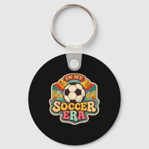 In My Soccer Era Retro Groovy Vintage Player Coach Keychain