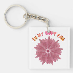 In My Soft Era   Y2K Aesthetic Pink Flower Art Keychain