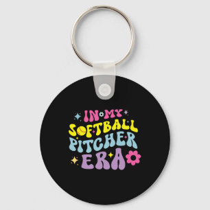In My Softll Pitcher Era Groovy Fastpitch Girls Ga Keychain