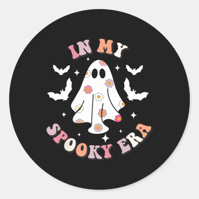 In My Spooky Era Retro Groovy Cute Ghost Spooky Ha Classic Round Sticker (Front)