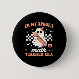 In My Spooky Math Teacher Era Groovy Retro Hallowe 2 Inch Round Button