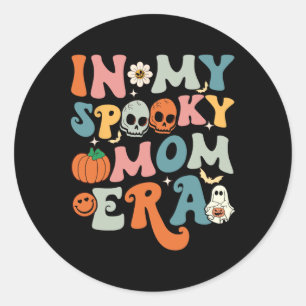 In My Spooky Mom Era Fun Halloween Women Groovy Classic Round Sticker