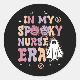 In My Spooky Nurse Era Halloween Groovy Witchy Spo Classic Round Sticker