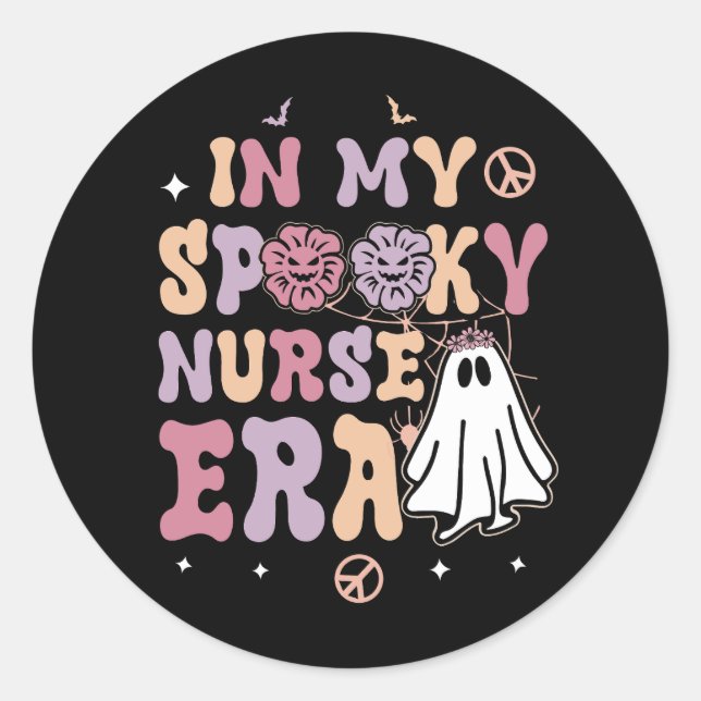 In My Spooky Nurse Era Halloween Groovy Witchy Spo Classic Round Sticker (Front)