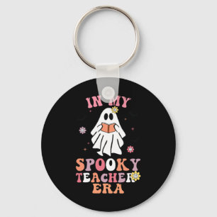 In My Spooky Teacher Era Groovy Hippie Retro Ghost Keychain