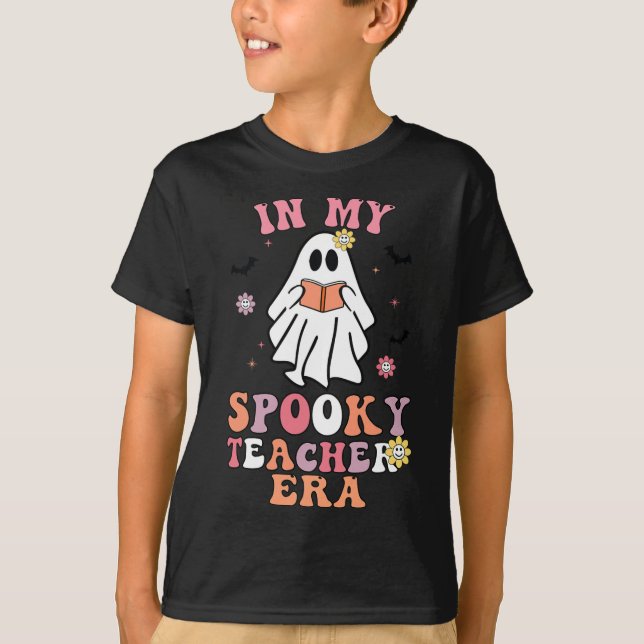 In My Spooky Teacher Era Groovy Hippie Retro Ghost T-Shirt (Front)