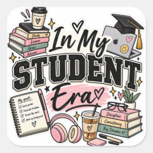 In My Student Era – Cute College Student Graduatio Square Sticker