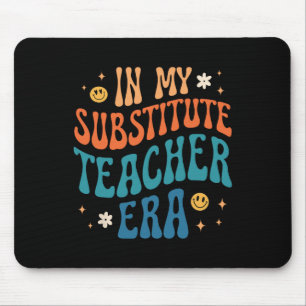 In My Substitute Teacher Era Retro Groovy Substitu Mouse Pad