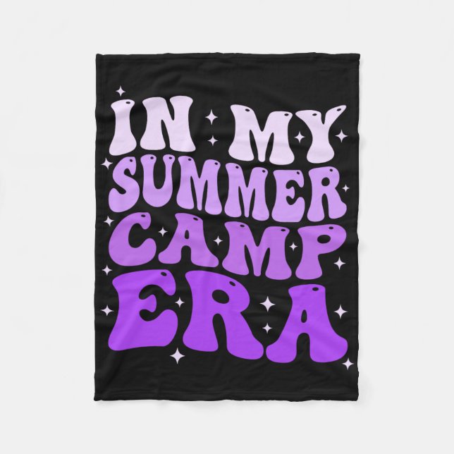 In My Summer Camp Era Groovy Funny Camping Camper  Fleece Blanket (Front)