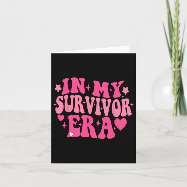 In My Survivor Era Breast Cancer Awareness Retro G Card (Front)