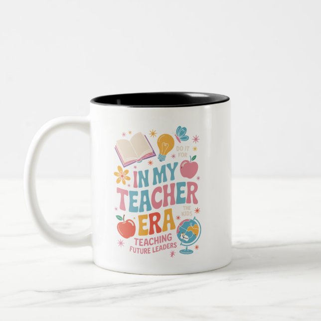 In My Teacher Era Back to School Kindergarten Two-Tone Coffee Mug (Left)