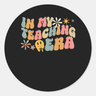 In My Teaching Era State Testing Retro Groovy Teac Classic Round Sticker