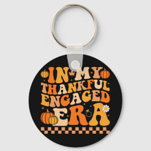 In My Thankful Engaged Era Groovy Wedding Bride Th Keychain