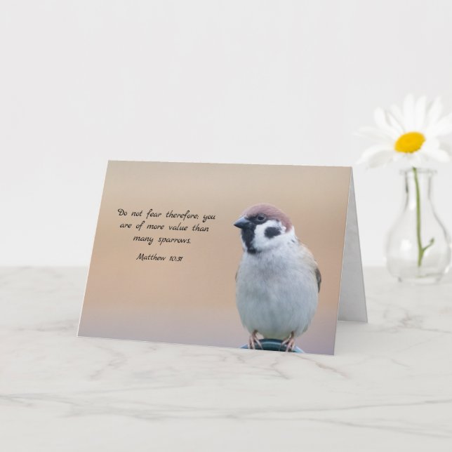 In My Thoughts - Sparrow and Matthew 10:31 Card (Small Plant)