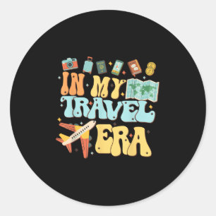 In My Travel Era Funny Traveller Airplane Summer V Classic Round Sticker