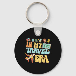 In My Travel Era Funny Traveller Airplane Summer V Keychain