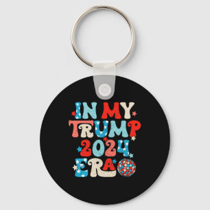 In My Trump 2024 Era Disco Groovy Retro Funny Dona Keychain
