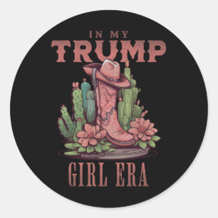 In My Trump Girl Era Western Usa American Cowgirl  Classic Round Sticker