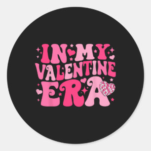 In My Valentine Era Retro Valentines Day Women Hea Classic Round Sticker