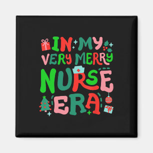 In My Very Merry Nurse Era Cute Retro Groovy Chris Magnet