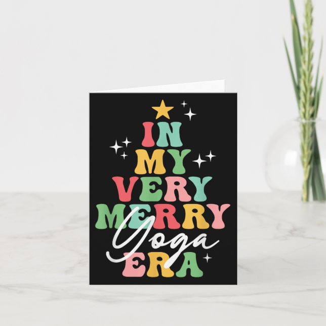In My Very Merry Yoga Era Yogi Christmas Groovy Re Card (Front)