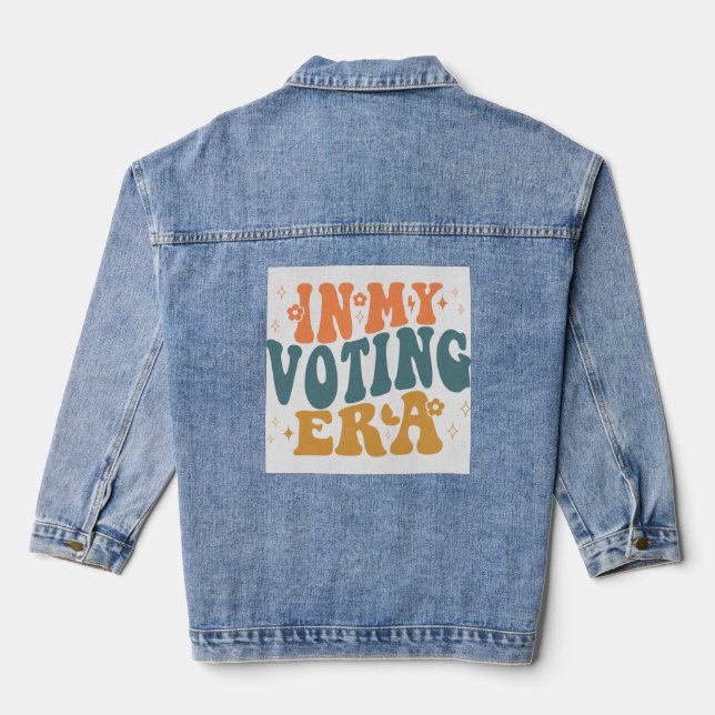 In My Voting Era Retro Wavy Denim Jacket (Back)