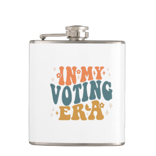 In My Voting Era Retro Wavy Hip Flask
