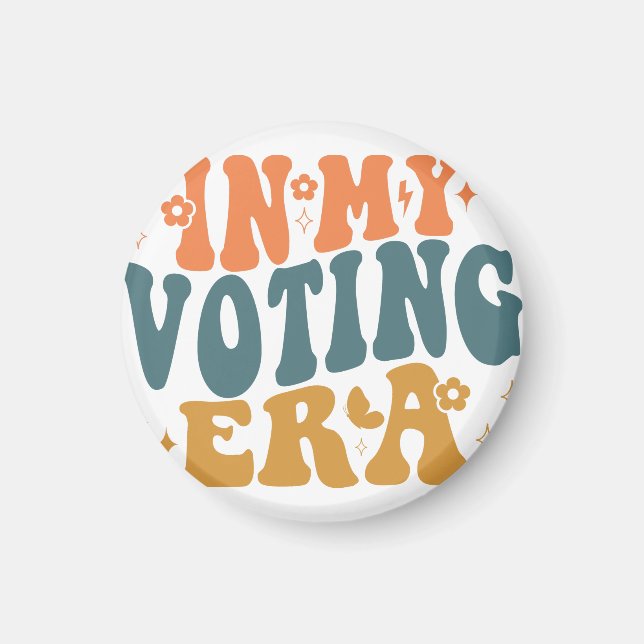 In My Voting Era Retro Wavy Magnet (Front)