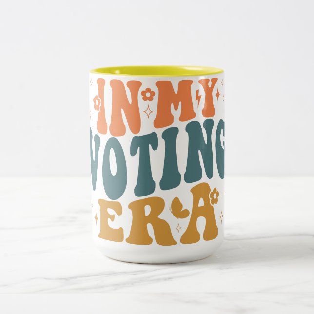 In My Voting Era Retro Wavy Two-Tone Coffee Mug (Center)