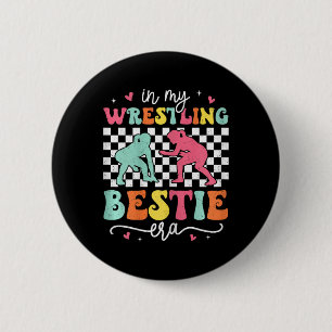 In My Wrestling Bestie Era Groovy Proud Wrestling 2 Inch Round Button