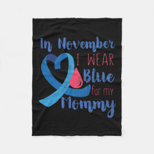 In November T1d Awareness Ribbon Blue For Mommy Di Fleece Blanket