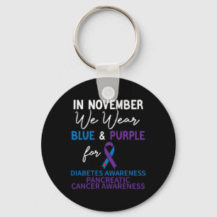 In November We Wear Blue And Purple Diabetes Pancr Keychain