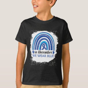 In November We Wear Blue Bleached Rainbow Blue Rib T-Shirt