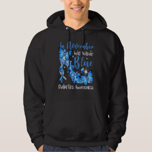 In November We Wear Blue Butterflies Diabetes Awar Hoodie